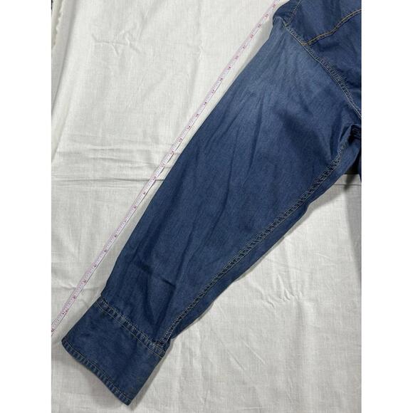 Roundtree&Yorke Denim Western Shirt Pearl Snap Women’s Size L - Picture 9 of 9